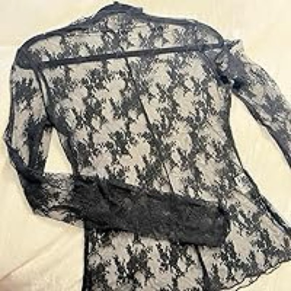 Tops - Boutique lace layering mock neck mesh long sleeve